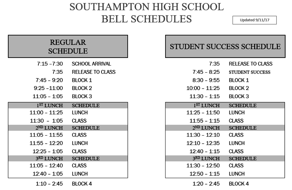 Bell Schedule Bell Schedule